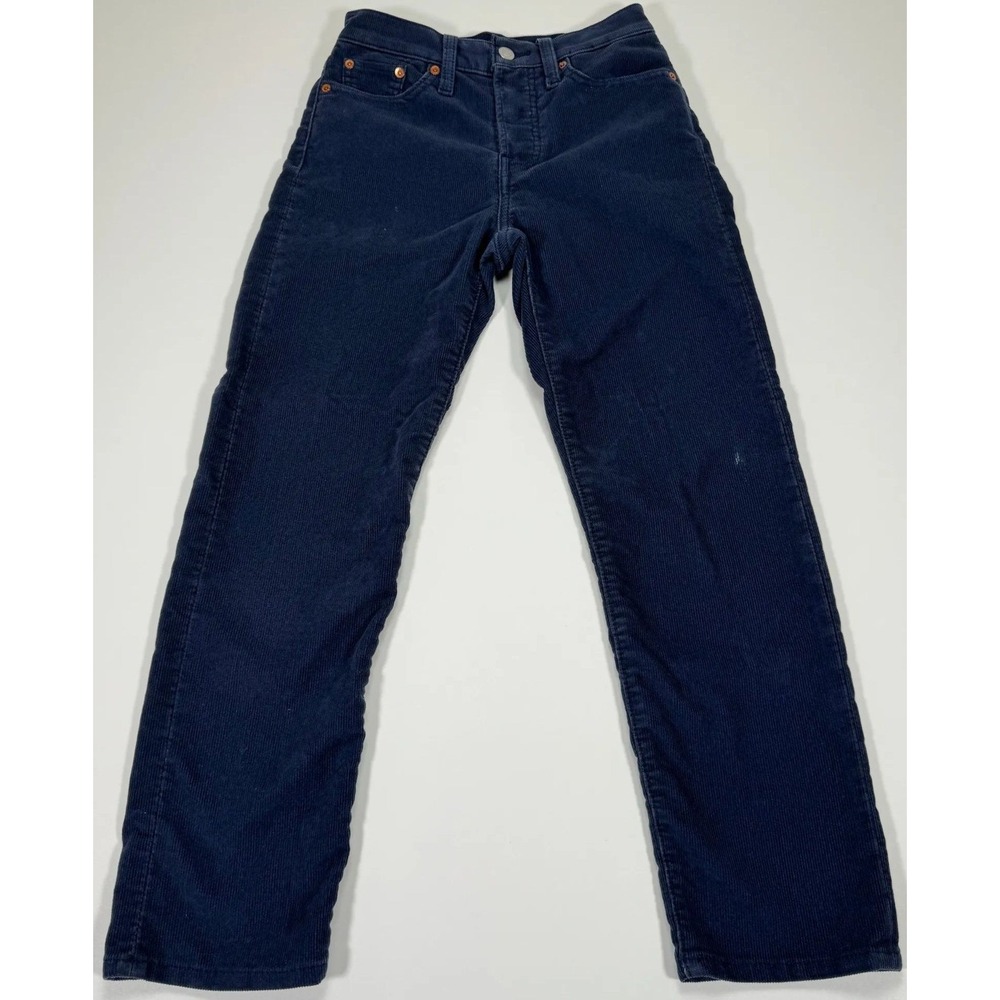Levi's Premium Wedgie Straight Corduroy Pants Womens 24x25 Navy‎ Blue Button Fly